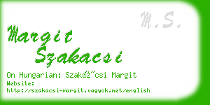 margit szakacsi business card